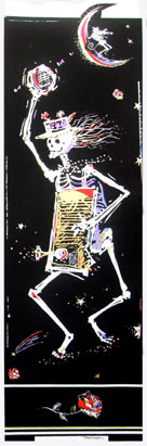 Skeleton Playing Washboard Poster out in the night sky