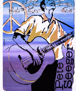 1967 Pete Seeger Poster with Peace Sign in Background